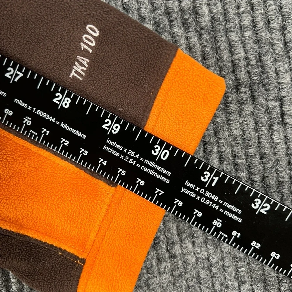 The North Face Mens Sweatshirt Large Orange Long Sleeve 1/4 Zip Mock Neck Fleece
